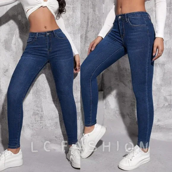 Drop Waist Skinny Jeans, Women Drop waist jeans Dark wash - Picture 1 of 6